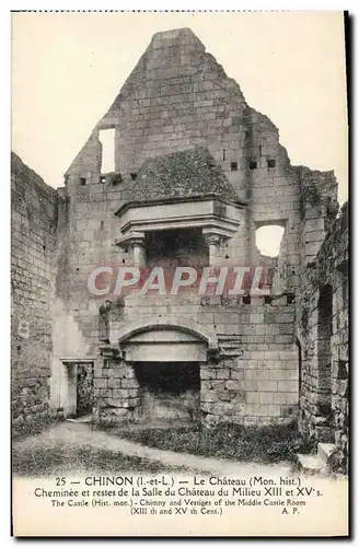 Cartes postales Chinon Le Chateau Cheminee Et Restes De La Salle Du Chateau