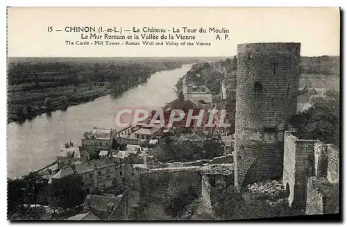 Ansichtskarte AK Chinon Le Chateau La tour du moulin Le Mur romain et la vallee de la Vienne