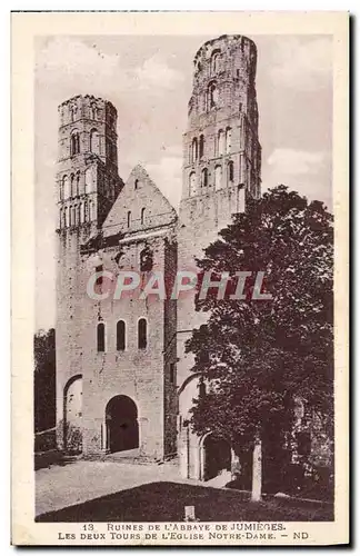 Ansichtskarte AK Ancienne Abbaye De Jumieges Les deux tours de l&#39eglise Notre Dame