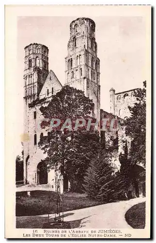 Ansichtskarte AK Ancienne Abbaye De Jumieges Les deux tours de l&#39eglise Notre Dame