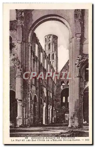 Cartes postales Ancienne Abbaye De Jumieges La nef et les bas cotes de l&#39eglise Notre Dame