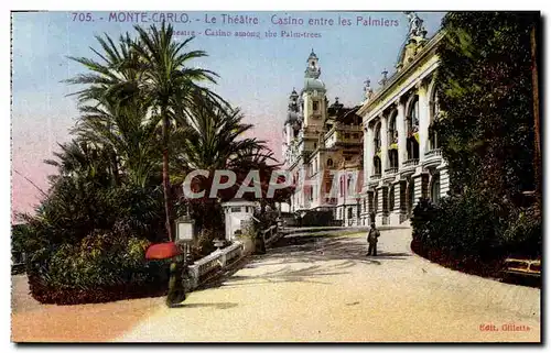 Cartes postales Monte Carlo Le Theatre Casino Entre Les Palmiers