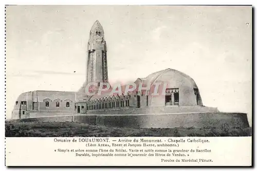 Cartes postales Ossuaire De Douaumont Arriere Du Monument Chapelle catholique Militaria