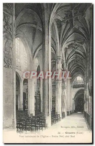 Cartes postales Gisors Vue Interieure De I'Eglise Petite nef