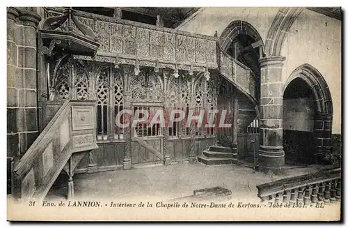 Cartes postales Lannion Interieur De La Chapelle De Notre Dame De Kerfons Jube