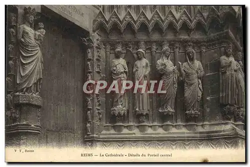 Ansichtskarte AK Reims La Cathedrale Details Du Portail Central