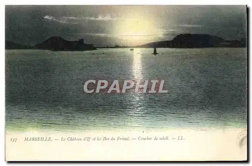 Ansichtskarte AK Marseille Le Chateau Et Les Iles Du Frioul Coucher de soleil