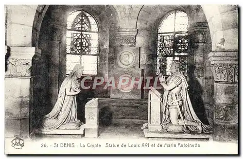 Ansichtskarte AK L&#39Abbaye De St Denis La crypte Statue de Louis XVI et de Marie Antoinette