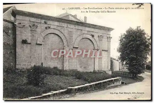 Cartes postales Langres Les Fortification La Porte Romaine Apres Sa refection