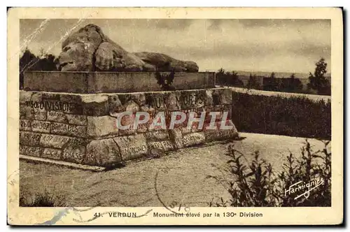Cartes postales Verdun Monument Eleve Par La 130eme division Lion