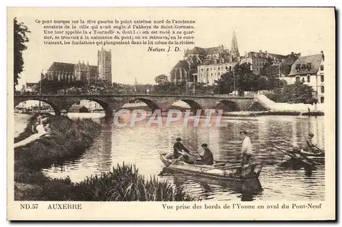Cartes postales Auxerre Vue Prise Des Bords De l'Yonne en aval du Pont Neuf Bateaux
