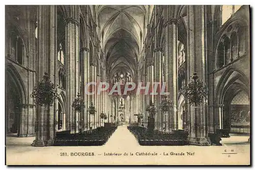 Cartes postales Bourges Interieur De La Cathedrale La grande nef
