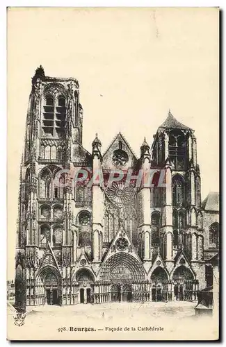 Cartes postales Bourges Facade De La Cathedrale