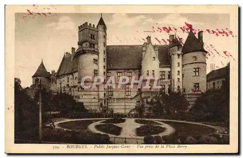 Cartes postales Bourges Palais Jacques Coeur Vue Prise de la Place Berry