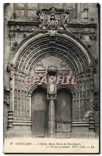 Cartes postales Guingamp L'Eglise Notre Dame de Bon Secours Le portail principal