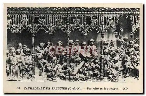 Ansichtskarte AK Cathedrale De Treguier Bas Relief en Bois Sculpte