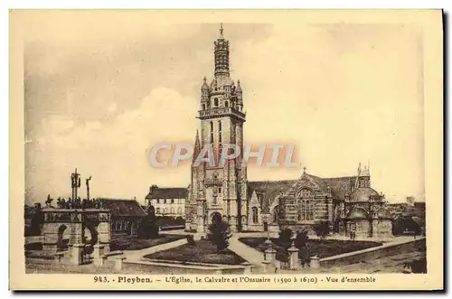 Cartes postales Pleyben L'Eglise Le Calvaire et l'Ossuaire Vue d'ensemble