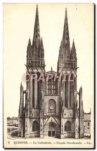 Ansichtskarte AK Quimper La Cathedrale Facade Occidentale