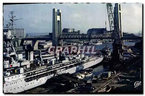 Moderne Karte Brest L&#39Arsenal Le Pont de Recouvrance Bateaux