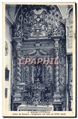 Ansichtskarte AK Eglise D&#39Utelle Autel du Rosaire Sculptures sur bois du XVII Siecle