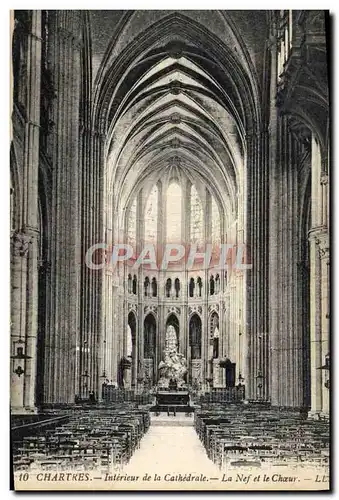 Cartes postales Chartres Interieur De La Cathedrale La Nef Et Le Choeur