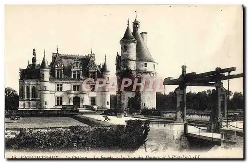 Ansichtskarte AK Chenonceaux Le Chateau La Facade La Tour Des Marques et le pont levis