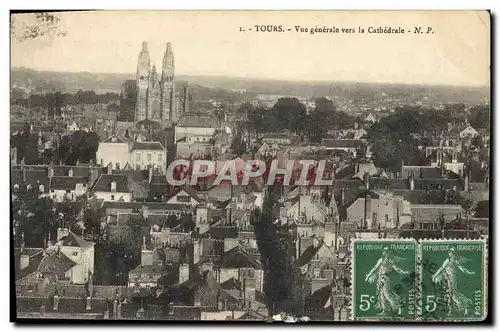 Cartes postales Tours Vue Generale Vers La Cathedrale