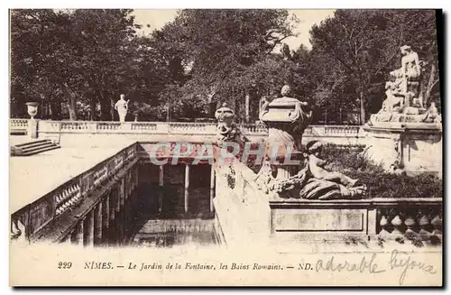 Ansichtskarte AK Nimes Le Jardin De La Fontaine Les Bains Romains