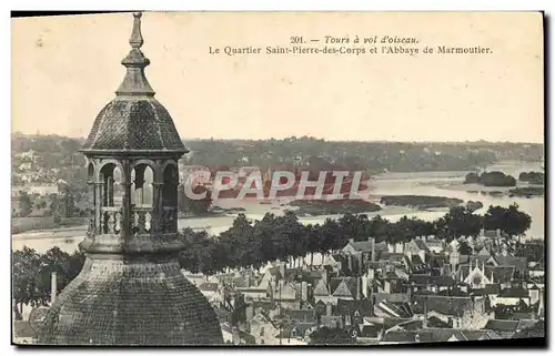 Cartes postales Tours A Vol D&#39Oiseau Le Quartier Saint Pierre Des Corps Et l&#39Abbaye de Marmoutier