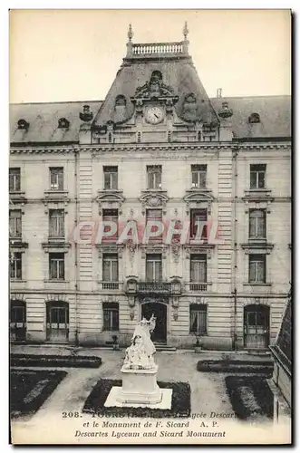 Ansichtskarte AK Tours Lycee Descartes et le monument de Sicard