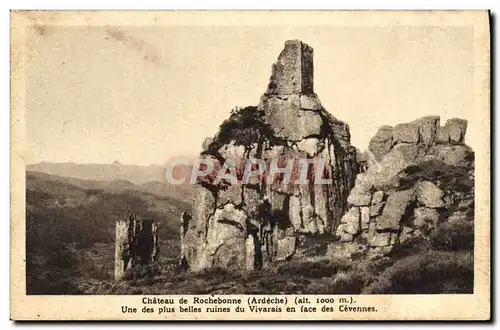 Cartes postales Chateau De Rochebonne Une Des Plus Belles Ruines du Vivarais en face des Cevennes