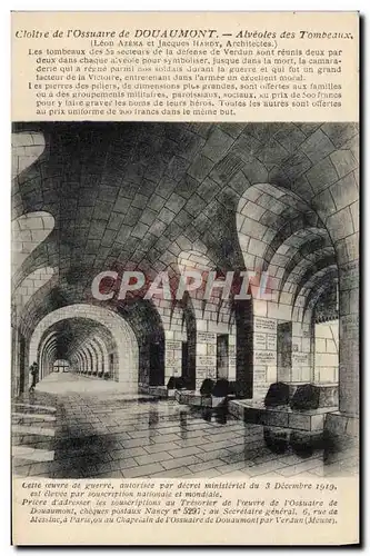 Cartes postales Douaumont Alveoles Des Tombeaux Cloitre de l&#39ossuaire
