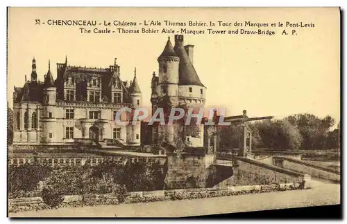 Ansichtskarte AK Chenonceau Le Chateau L&#39Aile Thomas Bohier La Tour des Marquises et le pont levis