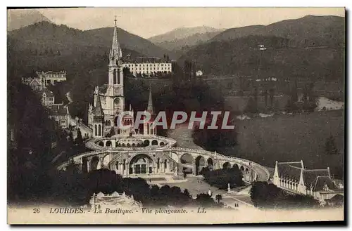 Cartes postales Lourdes La Basilique Vue Plongeante