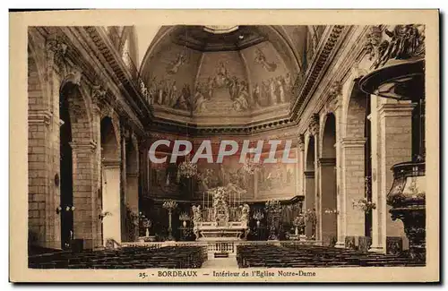 Cartes postales Bordeaux Interieur De l'Eglise Notre Dame