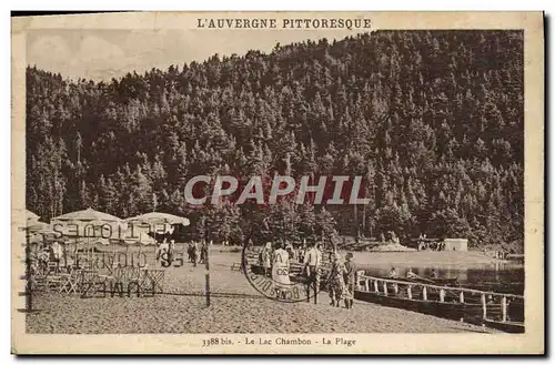 Cartes postales L&#39Auvergne Pittoresque Le Lac Chambon la plage