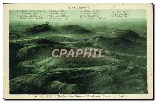 Cartes postales L&#39Auvergne Chaine des Domes Nord avec leurs crateres