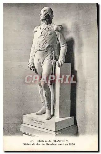 Cartes postales Chateau De Chantilly Statue Du Duc De Bourbon Mort en 1830