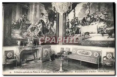 Ansichtskarte AK Palais De Compiegne Galerie Des Taplsseries Evanouissement d&#39Esther Festin royal