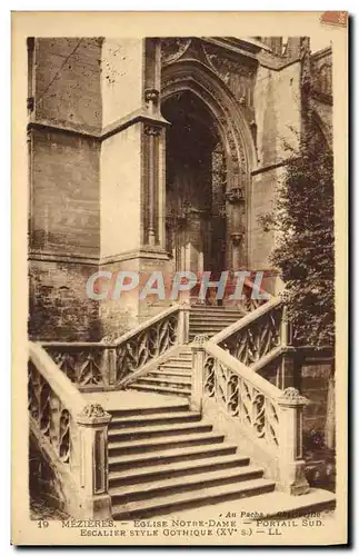 Cartes postales Mezieres Eglise Notre Dame Portail Sud Escalier Style Gothique