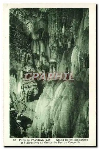 Cartes postales Puits De Padirac Grand Dome Stalactites et stalagmites au dessus du pas du crocodile