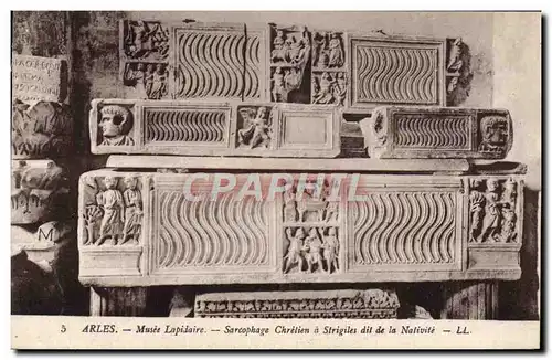 Cartes postales Arles Musee Lapilaire Sarcophage chretien a Strigiles dit de la Nativite