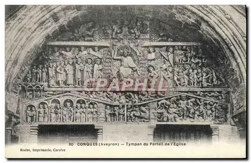 Cartes postales Conques Tympan du Portail De l'Eglise