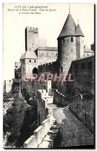 Cartes postales Carcassonne Entree De La Porte D&#39Aude Tour de justice