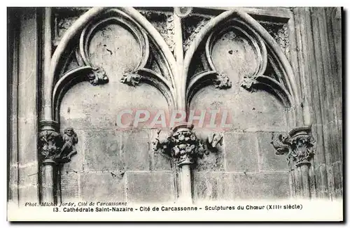 Ansichtskarte AK Carcassonne Cathedrale Saint Nazaire Sculptures du choeur