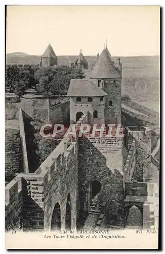 Ansichtskarte AK Carcassonne Les Tours Visigoth et de l&#39Inquisition