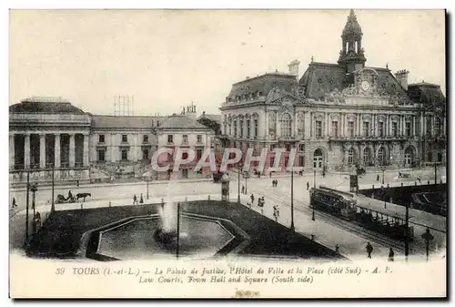 Cartes postales Tours Le palais de justice l&#39hotel de ville et la place