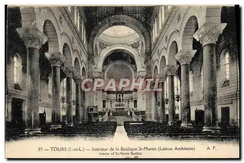 Cartes postales Tours Interieur de la basilique St Mertin