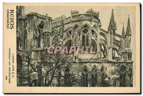 Cartes postales Reims Cathedrale L'abside Ensemble des destructions Militaria