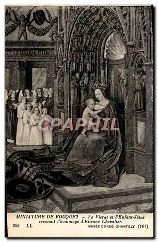 Cartes postales Miniature de Fouquet La Vierge et l&#39enfant Jesus Musee Conde Chantilly